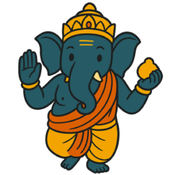 Ganesh Ji cartoon child PNG with transparent background