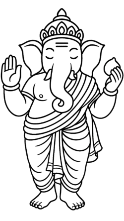 Ganesh Ji Line Art Standing PNG β DehraFlicks Line art PNG of Ganesh ji in standing position with transparent background