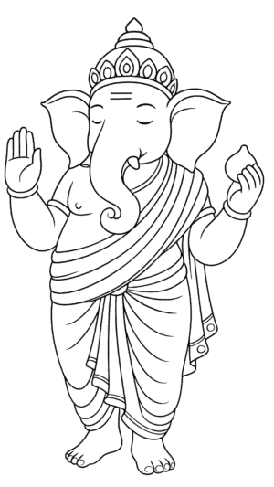 Long format Ganesh ji PNG with transparent background