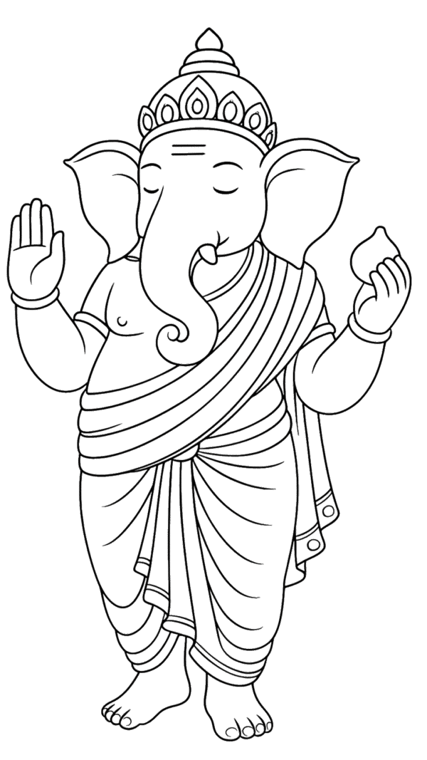 Long format Ganesh ji PNG with transparent background