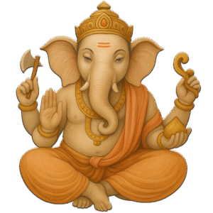 Ganesh ji sitting pose light color PNG transparent background