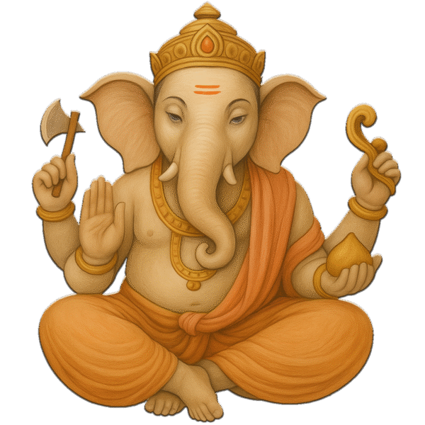 Ganesh ji sitting pose light color PNG transparent background