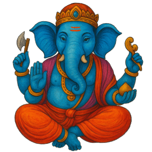 Ganesh Ji blue illustration PNG with transparent background