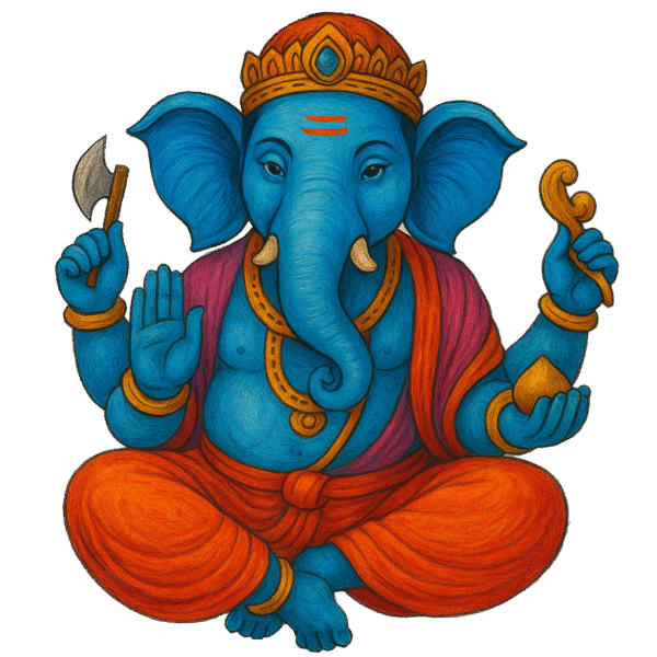 Ganesh Ji blue illustration PNG with transparent background
