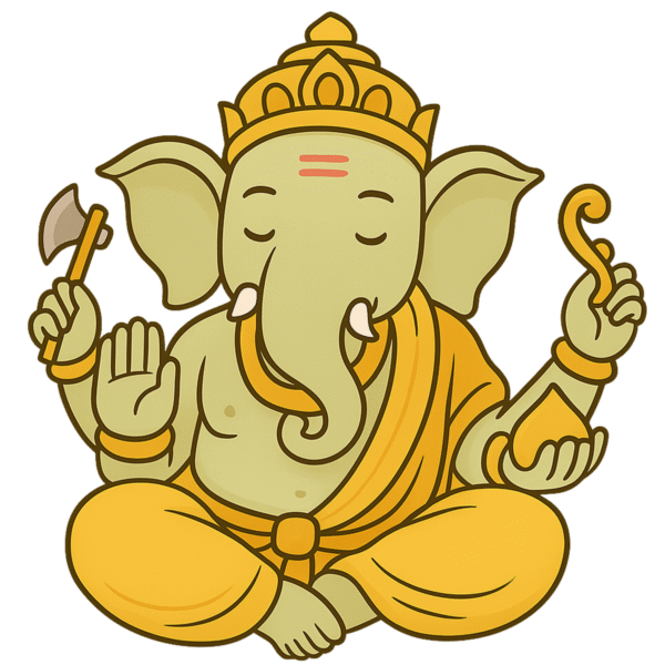 Bal Ganesh sitting illustration with transparent background