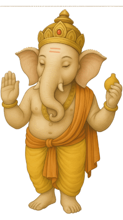 Light-colored standing pose Ganesh ji PNG with transparent background