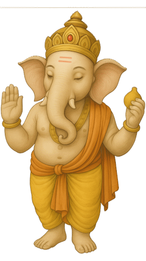 Ganesh Ji Standing PNG – DehraFlicks Light-colored standing pose Ganesh ji PNG with transparent background
