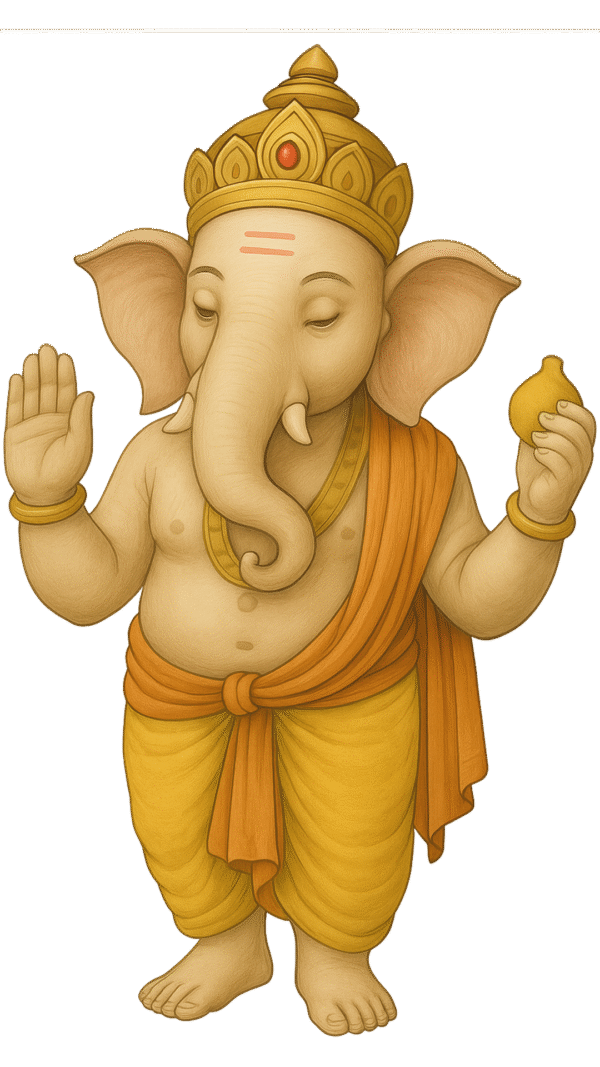 Light-colored standing pose Ganesh ji PNG with transparent background
