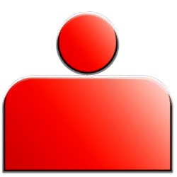 Single person icon in red color PNG transparent
