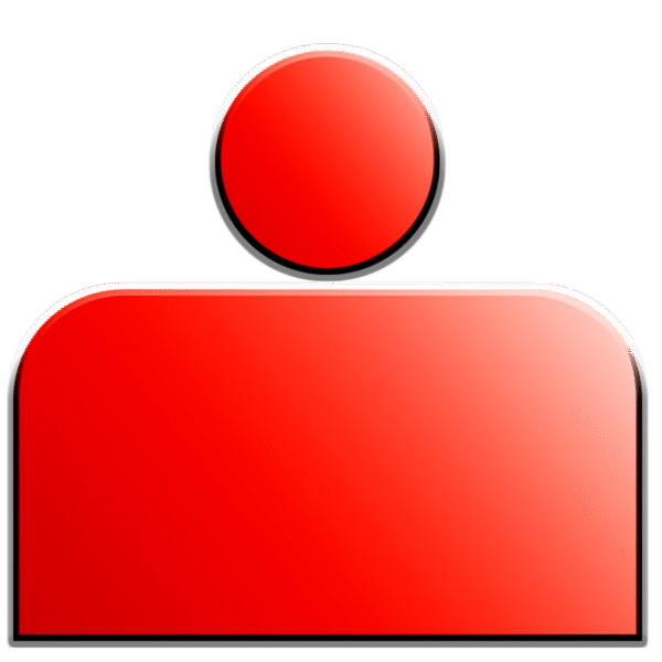 Single person icon in red color PNG transparent