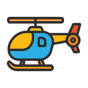 Helicopter icon PNG with background for aviation, military, and transportation visuals.
