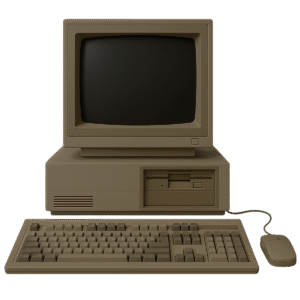 Vintage computer transparent PNG with retro PC style