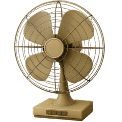 Vintage fan transparent PNG with white background removed
