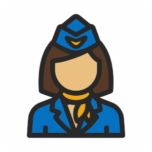 Air hostess flight girl icon PNG for airline, aviation, and travel visuals
