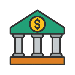 Bank building icon PNG for finance, banking, and investment designs