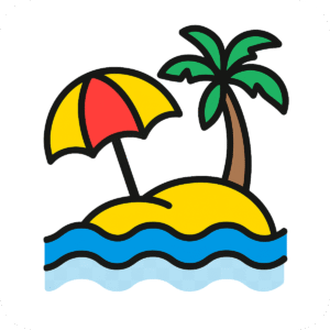 Beach icon PNG for travel, vacation, and summer-themed designs