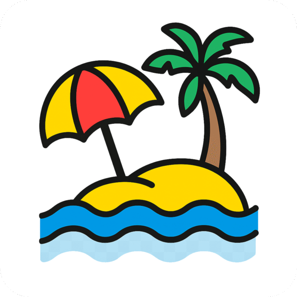 Beach icon PNG for travel, vacation, and summer-themed designs