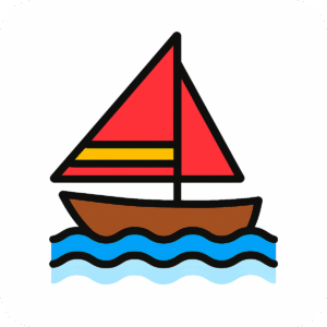 Boat river icon PNG for travel, nature, and water-themed designs