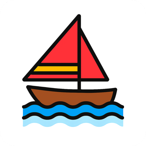 Boat river icon PNG for travel, nature, and water-themed designs