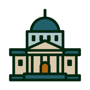 Government building icon PNG for official, civic, and administrative designs