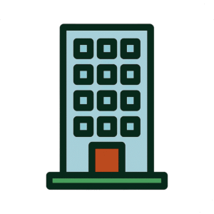 Building icon PNG for real estate, corporate, and architectural visuals