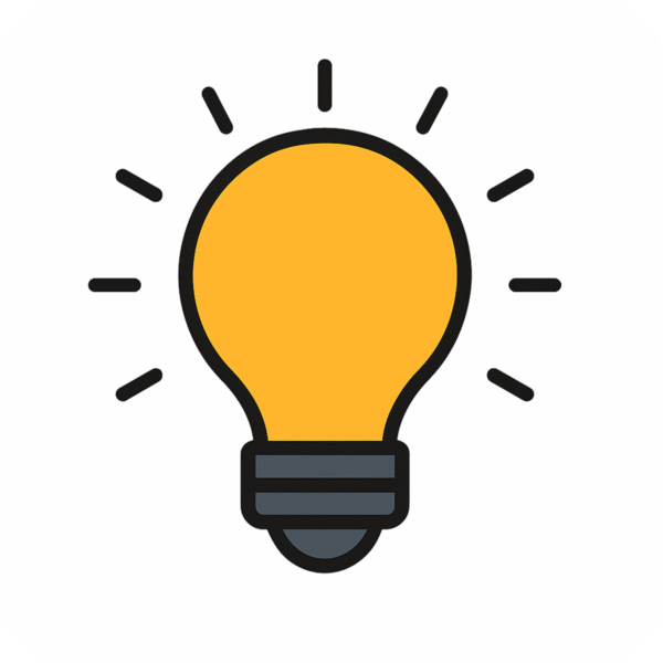 Bulb icon PNG for ideas, innovation, and creativity-themed designs