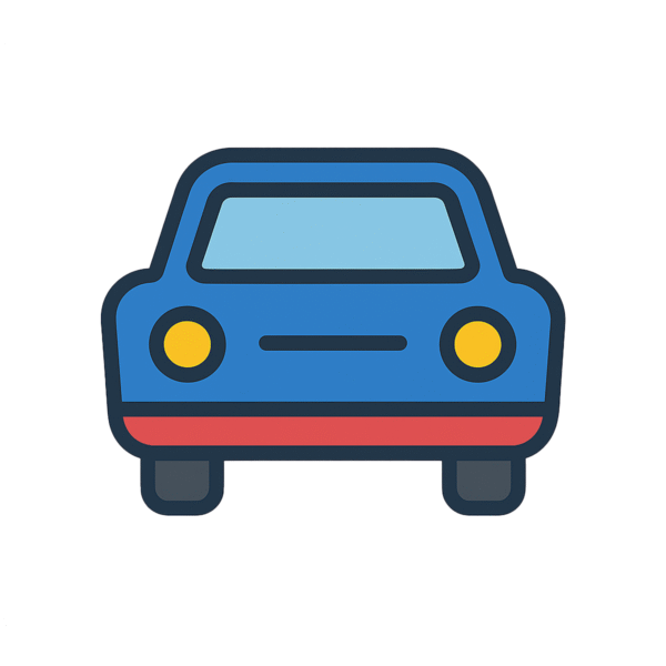Car icon PNG for automotive, transport, and mobility design use