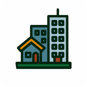 City building icon PNG for urban, real estate, and architectural design needs