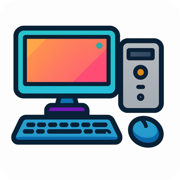 Computer PC icon PNG for tech websites, software banners, and digital platforms