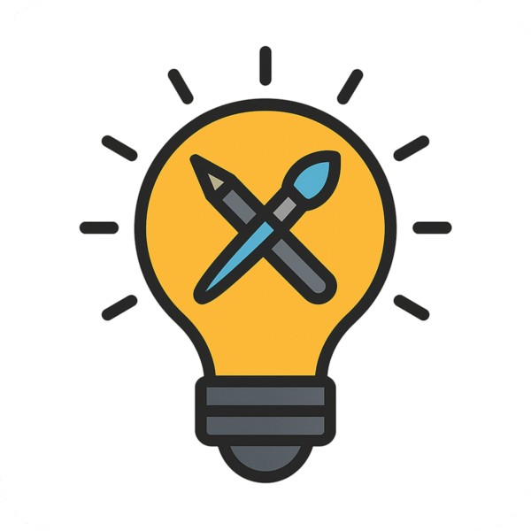 Creative bulb icon PNG for idea-based, artistic, and innovation-themed visuals