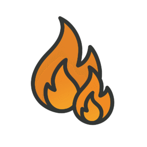 Double fire icon PNG with background for intense and bold design elements
