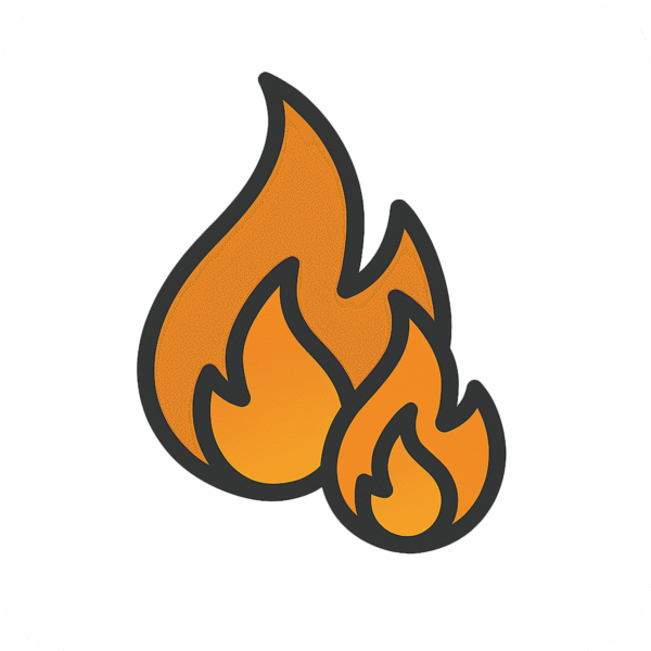 Double fire icon PNG with background for intense and bold design elements