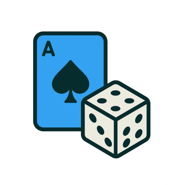 Gamble card dice icon PNG for casino, gaming, and betting designs