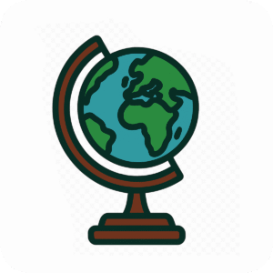 Globe icon PNG for world, global, geography, internet, and educational visuals