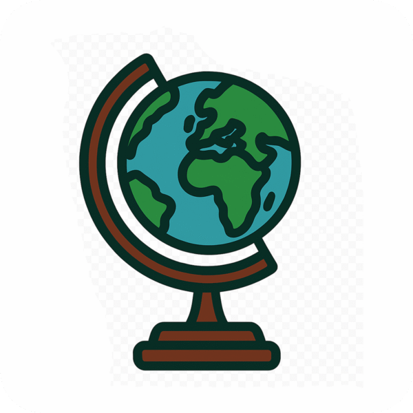 Globe icon PNG for world, global, geography, internet, and educational visuals