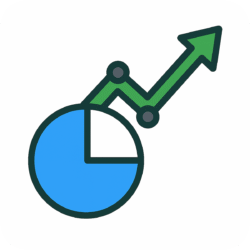 Free Download Growth Chart Stocks Icon PNG with Background – Ideal for Financial and Investment Visuals Growth chart stocks icon PNG with background for finance, market analysis, and business design use.