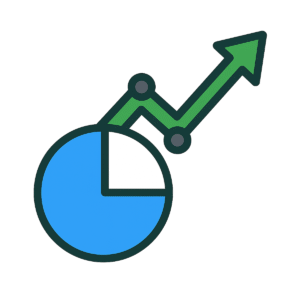 Growth chart stocks icon PNG with background for finance, market analysis, and business design use.