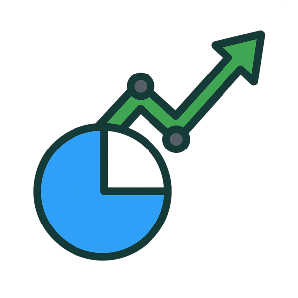 Growth chart stocks icon PNG with background for finance, market analysis, and business design use.