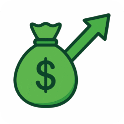 High profit graph icon PNG with background for financial growth, analytics, and investment visuals.