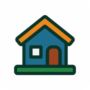 Hut home house icon PNG with background – ideal for rural, architecture, and home-related design projects.