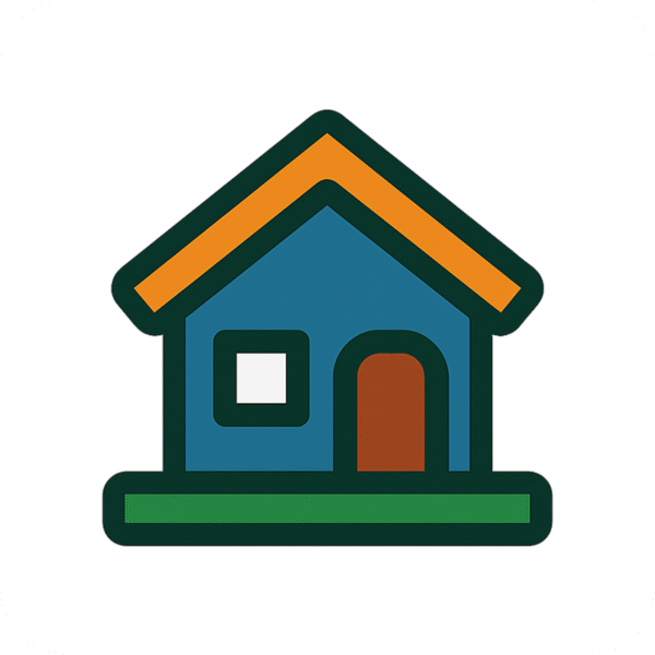 Hut home house icon PNG with background – ideal for rural, architecture, and home-related design projects.