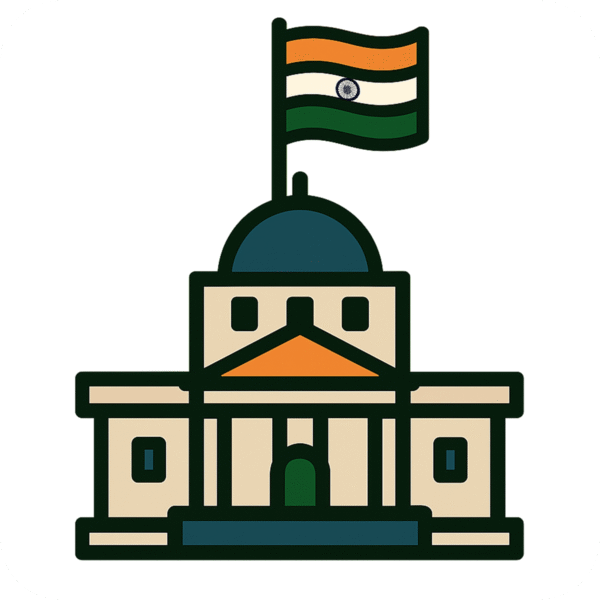 Indian government parliament icon PNG with background – perfect for political, educational, and civic content.