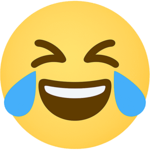 Laugh emoji PNG with transparent background for funny reactions, meme edits, and expressive overlays