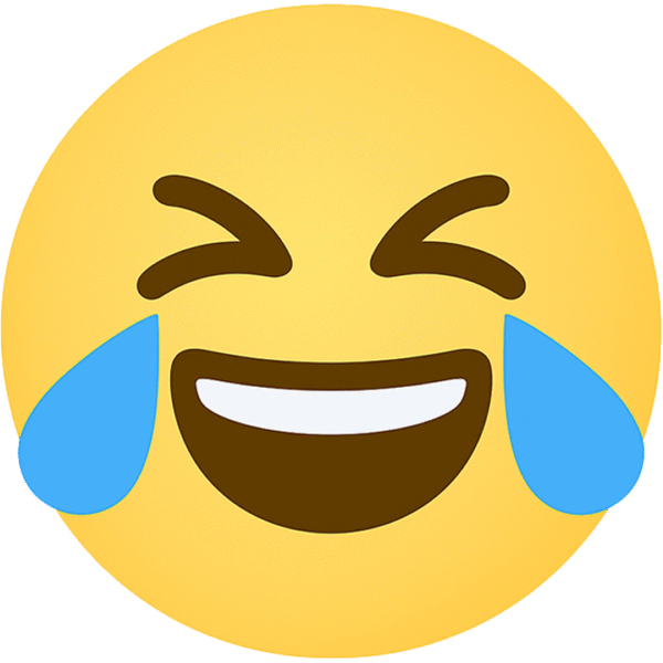Laugh emoji PNG with transparent background for funny reactions, meme edits, and expressive overlays