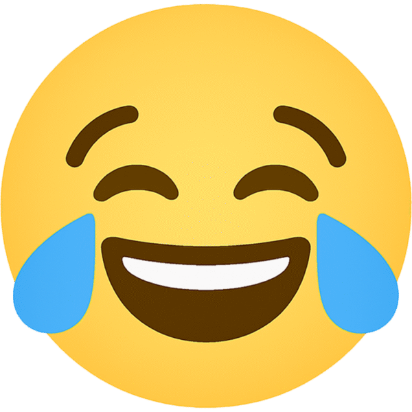 Laughing emoji PNG with transparent background for fun reactions, meme designs, and expressive overlays