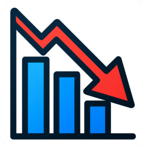 Loss Graph Chart Icon PNG with Background for Financial Downtrend Presentations