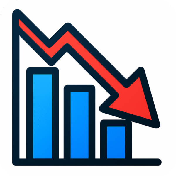 Loss Graph Chart Icon PNG with Background for Financial Downtrend Presentations