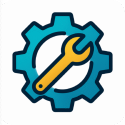 Setting icon PNG with background for user interface and system settings graphics.