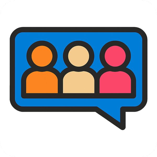 Colorful social community group icon with background – ideal for content and branding
