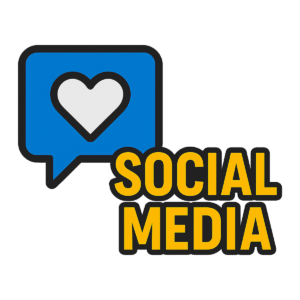 Social media icon on colorful background – high-resolution PNG